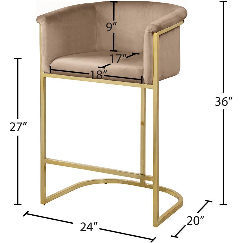Pemberly Row Contemporary Upholstered Beige Velvet Stool - 23.5