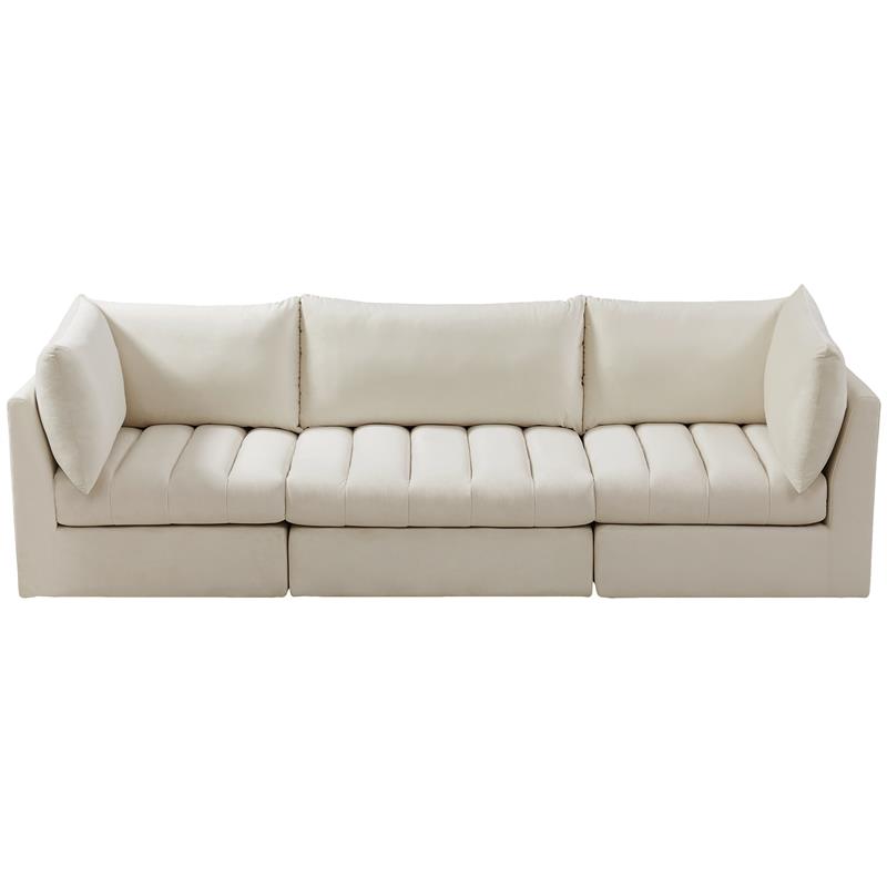 Pemberly Row Contemporary Soft Cream Velvet Modular Sofa - 103