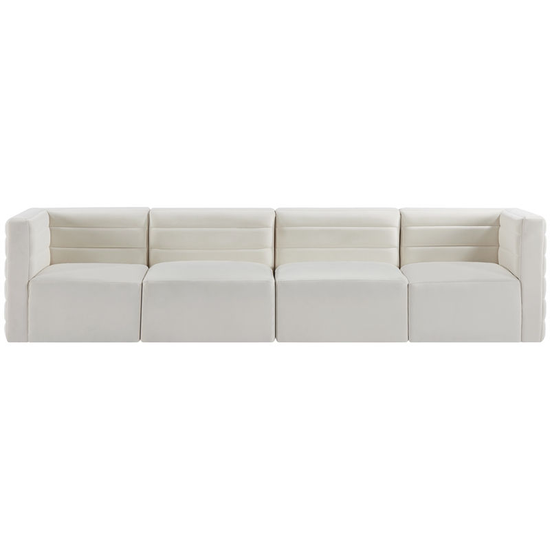 Pemberly Row Modern Soft Cream Velvet Modular Sofa - 126