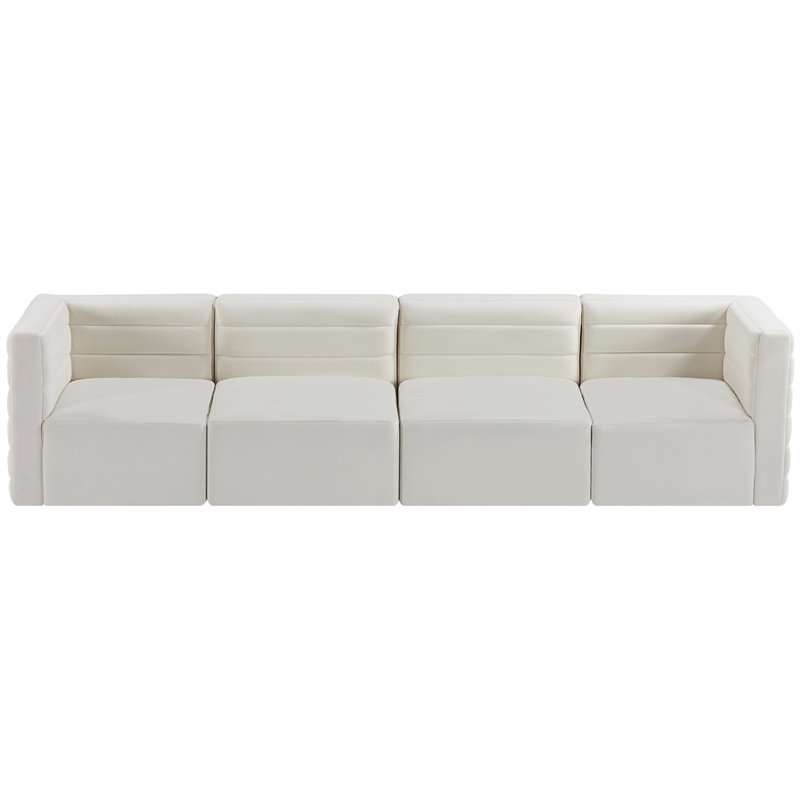 Pemberly Row Modern Soft Cream Velvet Modular Sofa - 126