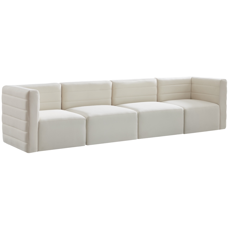 Pemberly Row Modern Soft Cream Velvet Modular Sofa - 126