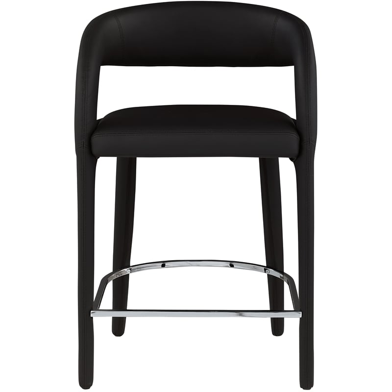 Pemberly Row Modern Soft Black Vegan Leather Stool - 23.5