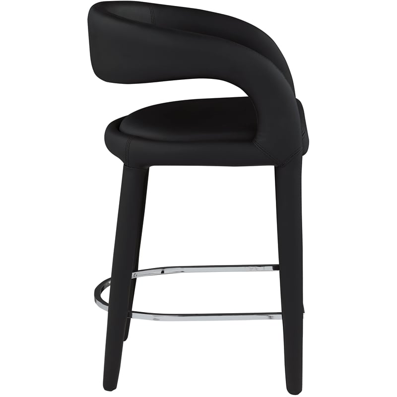 Pemberly Row Modern Soft Black Vegan Leather Stool - 23.5