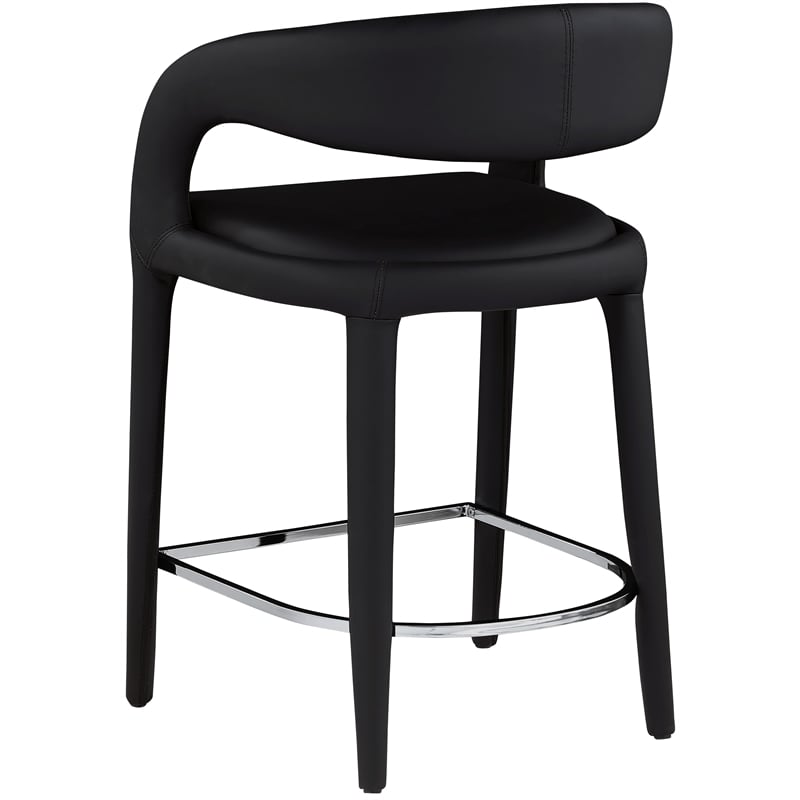 Pemberly Row Modern Soft Black Vegan Leather Stool - 23.5