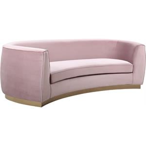 Pemberly Row Contemporary Upholstered Velvet Sofa in Pink - 91.5&quotW x 43&quotD x 29&quotH