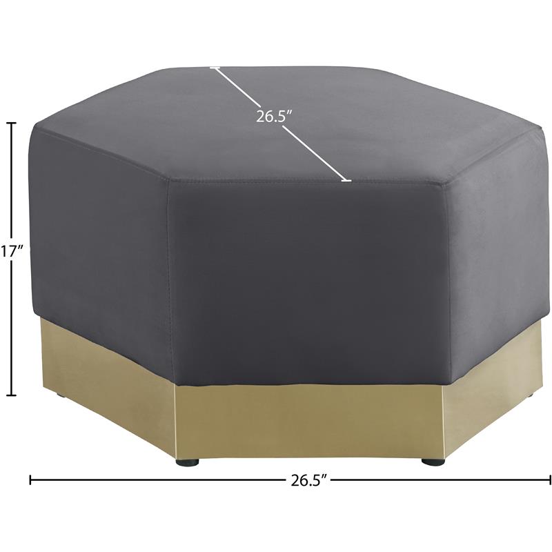 Pemberly Row Modern Upholstered Gray Velvet Ottoman - 26.75