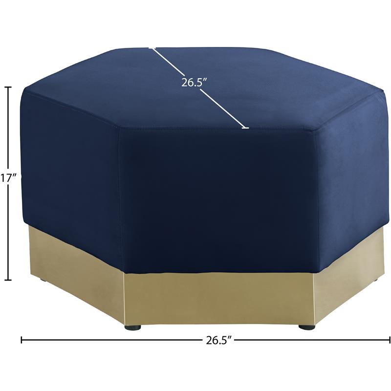 Pemberly Row Modern Upholstered Navy Velvet Ottoman - 26.75
