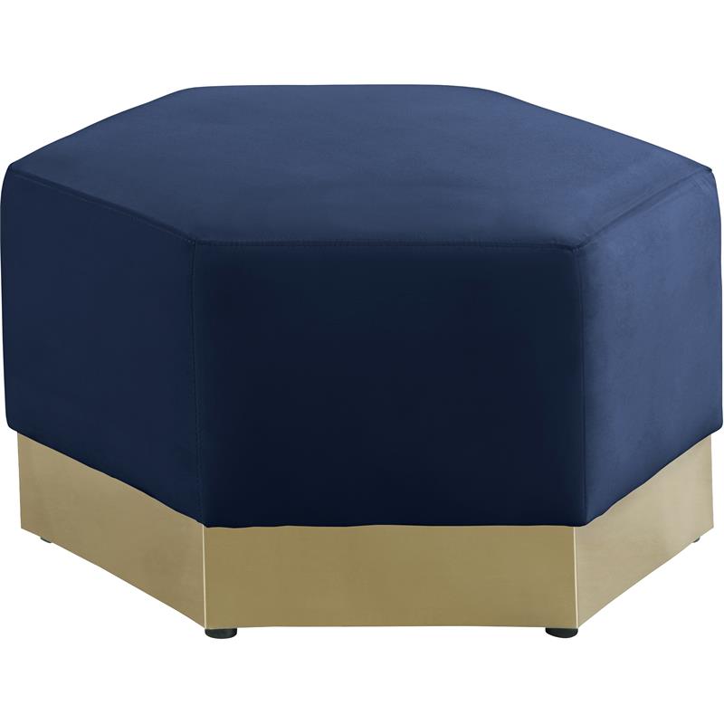 Pemberly Row Modern Upholstered Navy Velvet Ottoman - 26.75