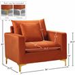 Pemberly Row Contemporary Upholstered Cognac Velvet Chair - 36