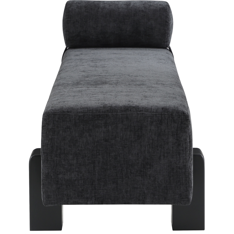 Pemberly Row Mid-Century Soft Black Chenille Fabric Bench - 72