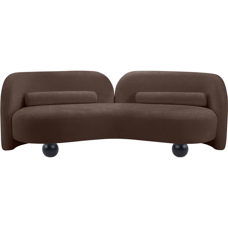 Pemberly Row Contemporary Soft Brown Chenille Fabric Sofa - 89