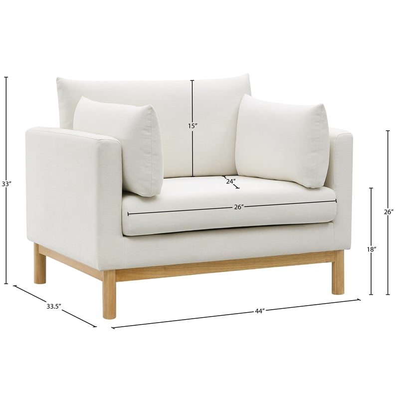 Pemberly Row Modern Mid-Century Cream Linen Textured Fabric Chair