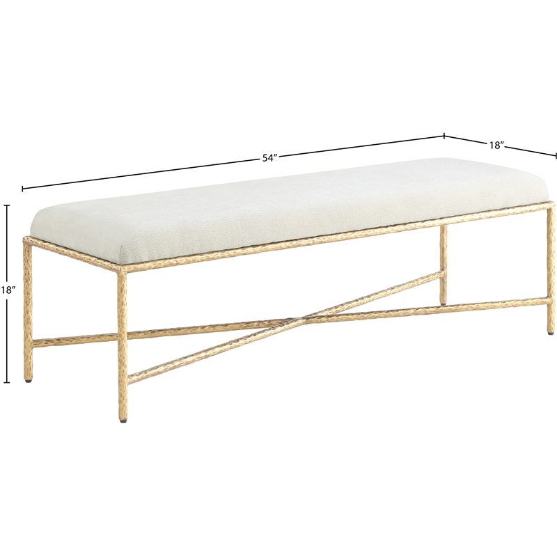Pemberley Row Chenille Fabric Cream Bench Rectangular Contemporary 54