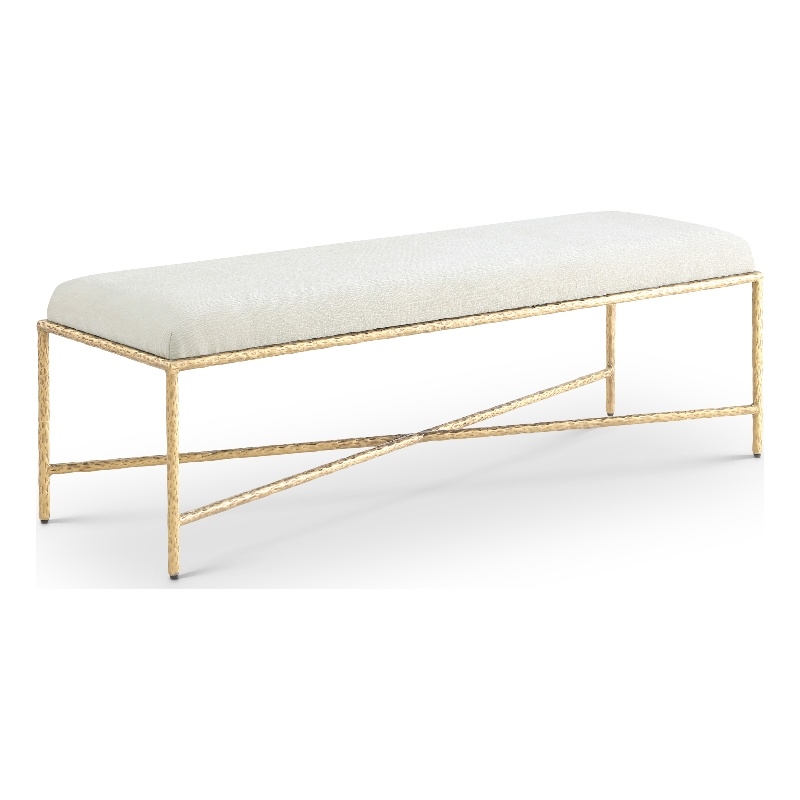 Pemberley Row Chenille Fabric Cream Bench Rectangular Contemporary 54