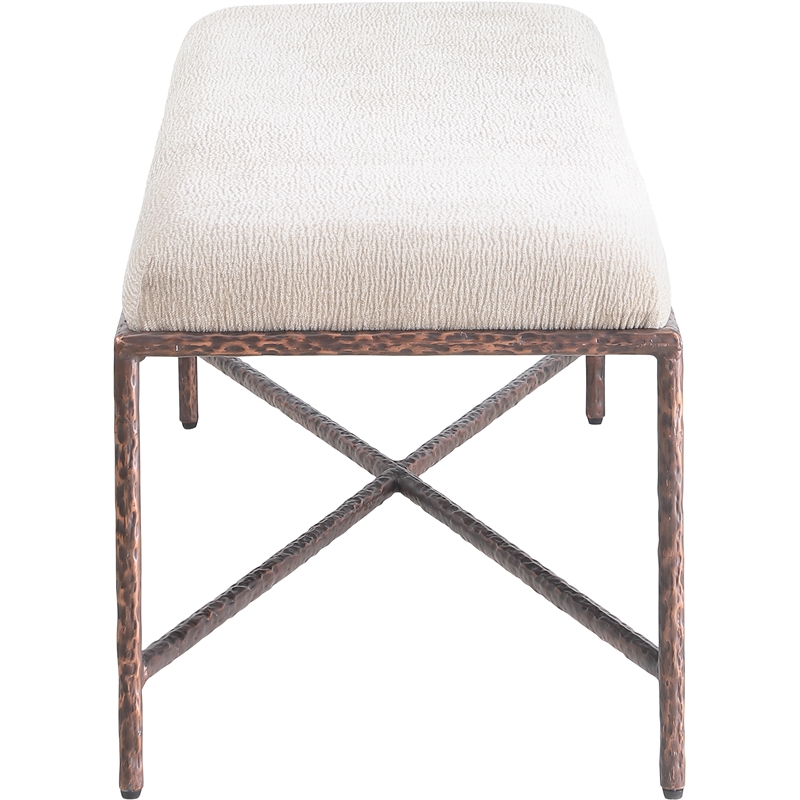 Pemberly Row Modern / Contemporary Soft Beige Chenille Fabric Bench