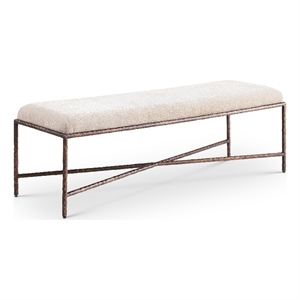 Pemberly Row Modern / Contemporary Soft Beige Chenille Fabric Bench