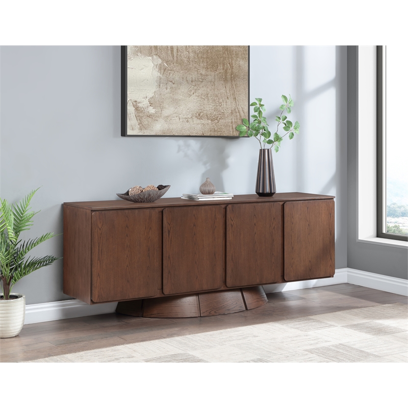 Pemberly Row Modern / Contemporary Brown Oak Veneer Sideboard/Buffet