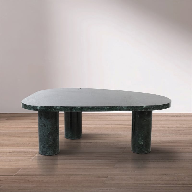 Pemberly Row Modern / Contemporary Green Genuine Marble Coffee Table