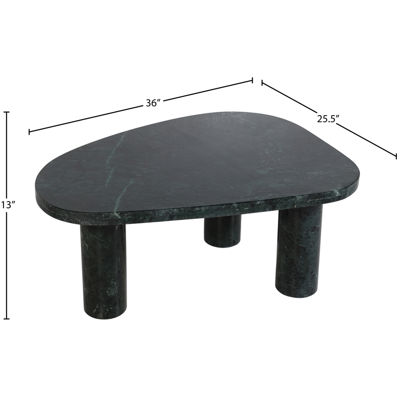 Pemberly Row Modern / Contemporary Green Genuine Marble Coffee Table