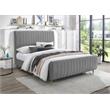 Pemberly Row Contemporary Contemporary Gray Velvet Queen Bed