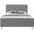 Pemberly Row Contemporary Contemporary Gray Velvet Queen Bed