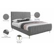 Pemberly Row Contemporary Contemporary Gray Velvet Queen Bed