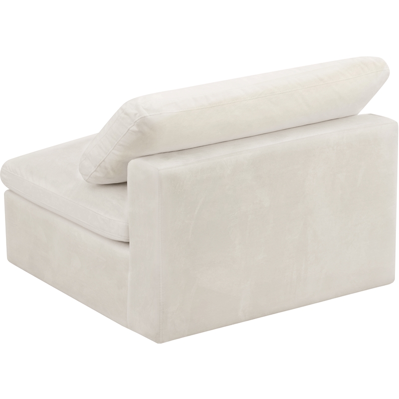 Pemberly Row Contemporary Cream Velvet Modular Armless Chair
