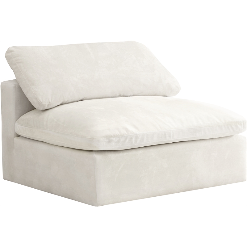 Pemberly Row Contemporary Cream Velvet Modular Armless Chair