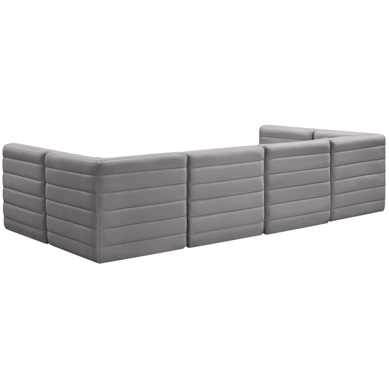 Pemberly Row Contemporary Soft Gray Velvet Modular Sectional