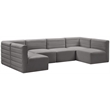 Pemberly Row Contemporary Soft Gray Velvet Modular Sectional
