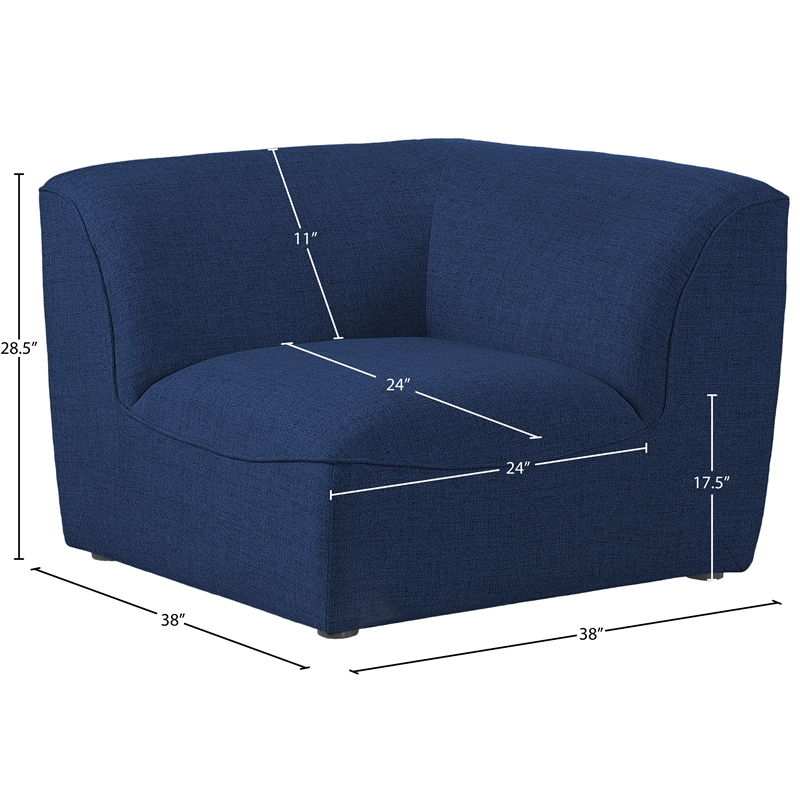 Pemberly Row Contemporary Navy Durable Linen Textured Corner