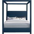 Pemberly Row Mid-Century Navy Linen Textured Fabric King Bed