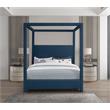Pemberly Row Mid-Century Navy Linen Textured Fabric King Bed