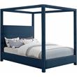 Pemberly Row Mid-Century Navy Linen Textured Fabric King Bed