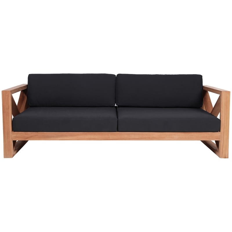 Pemberly Row Contemporary Black Water Resisting Outdoor Sofa