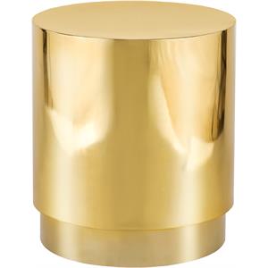 Pemberly Row Contemporary Gold Stainless Steel Drum End Table