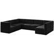 Pemberly Row Contemporary Soft Black Velvet Modular Sectional