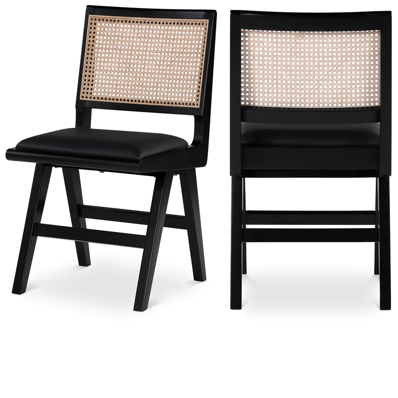 Pemberly Row Black Vegan Leather Dining Side Chair (Set of 2)