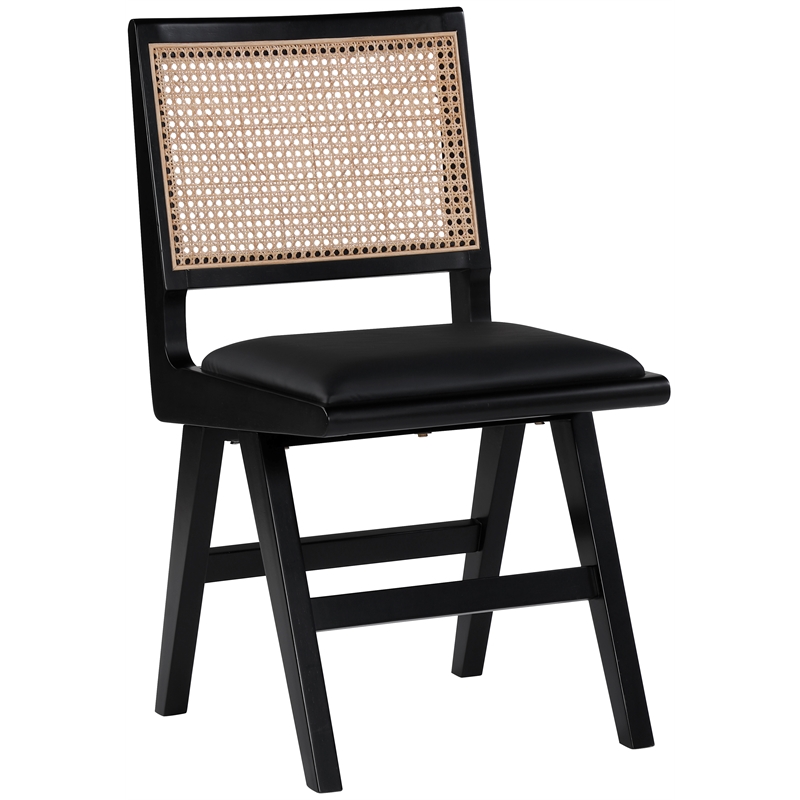 Pemberly Row Black Vegan Leather Dining Side Chair (Set of 2)