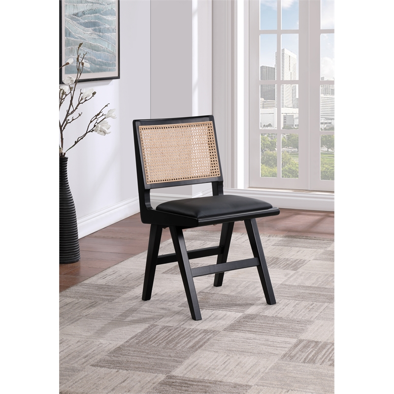 Pemberly Row Black Vegan Leather Dining Side Chair (Set of 2)