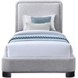 Pemberly Row Contemporary Gray Linen Textured Fabric Twin Bed