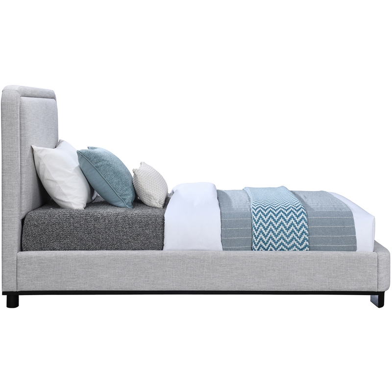 Pemberly Row Contemporary Gray Linen Textured Fabric Twin Bed