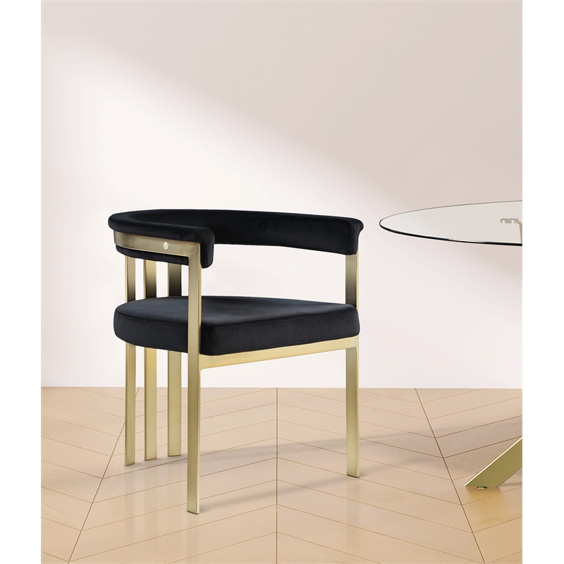Pemberly Row Contemporary Black Velvet Dining Chair (Set of 2)
