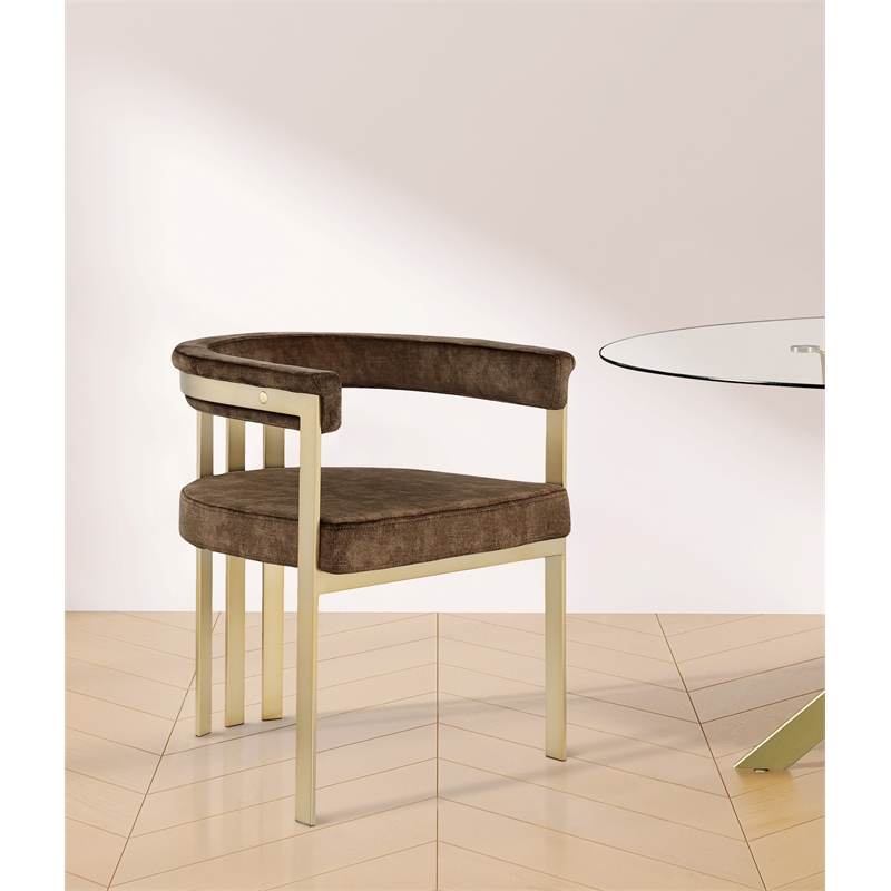 Pemberly Row Contemporary Brown Velvet Dining Chair (Set of 2)