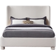 Pemberly Row Contemporary Cream Linen Textured Fabric King Bed