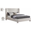 Pemberly Row Contemporary Cream Linen Textured Fabric King Bed