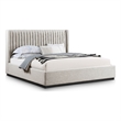 Pemberly Row Contemporary Beige Linen Textured Fabric King Bed