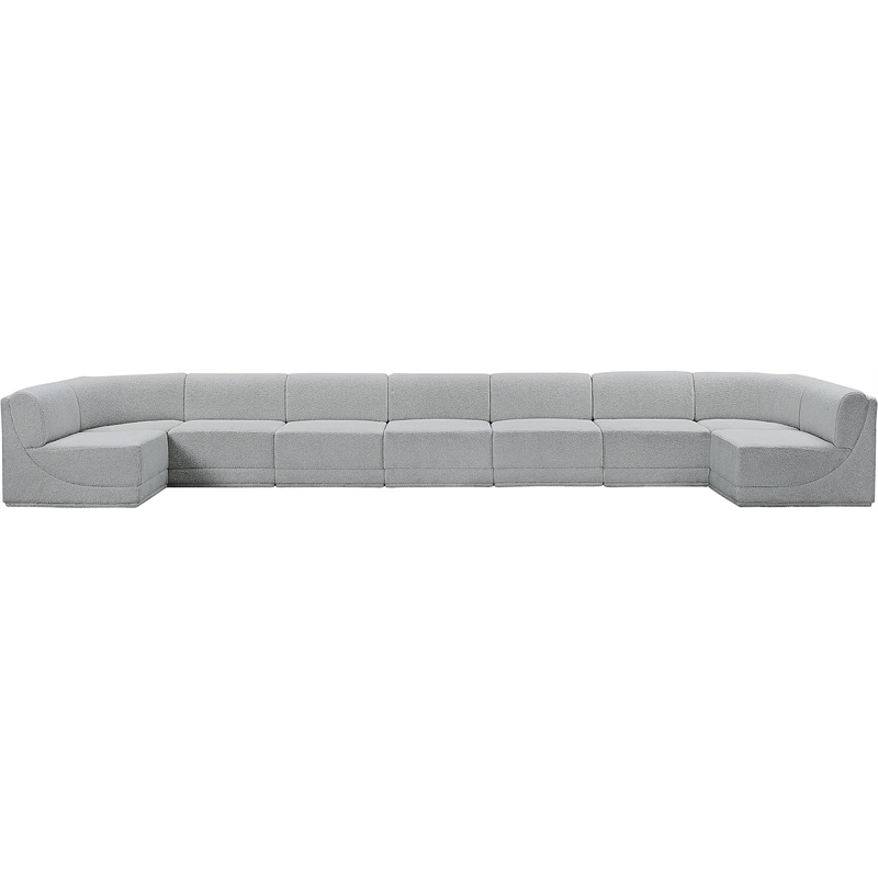 Pemberly Row Contemporary Gray Boucle Fabric Modular Sectional