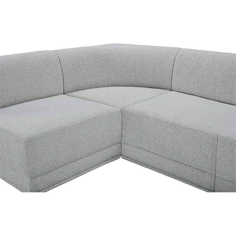 Pemberly Row Contemporary Gray Boucle Fabric Modular Sectional