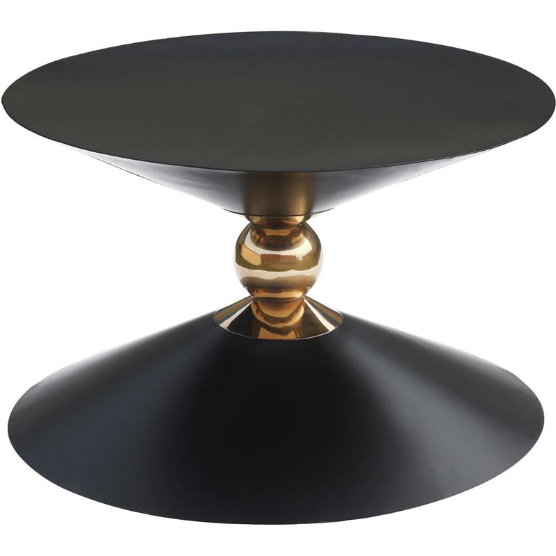 Pemberly Row Black and Gold Metal Hourglass Shaped Coffee Table